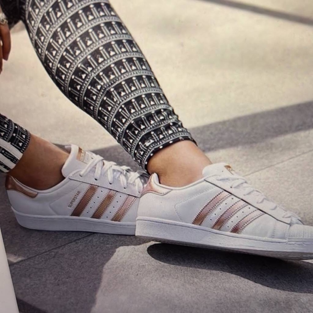Rose gold Adidas superstars